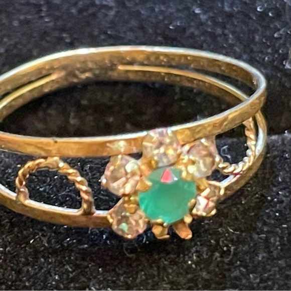 Natural Paraiba Tourmaline Ring Non Standard 16.18K Gold Ring Sz.5 - Picture 5 of 9